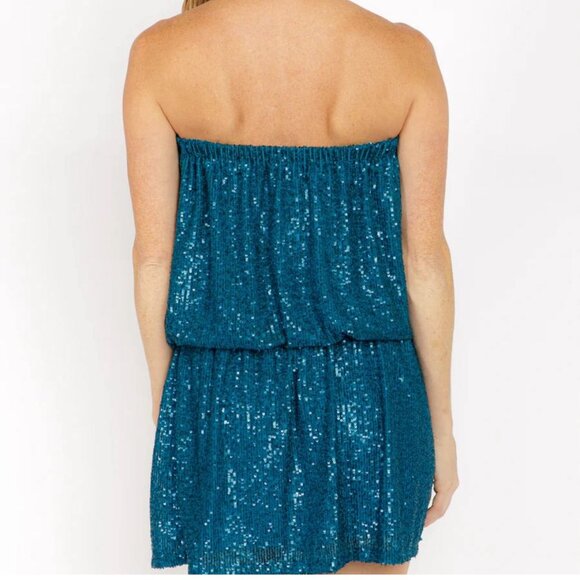 Sofia Made in Italy Sequin Turquoise Dress - Picture 2 of 2